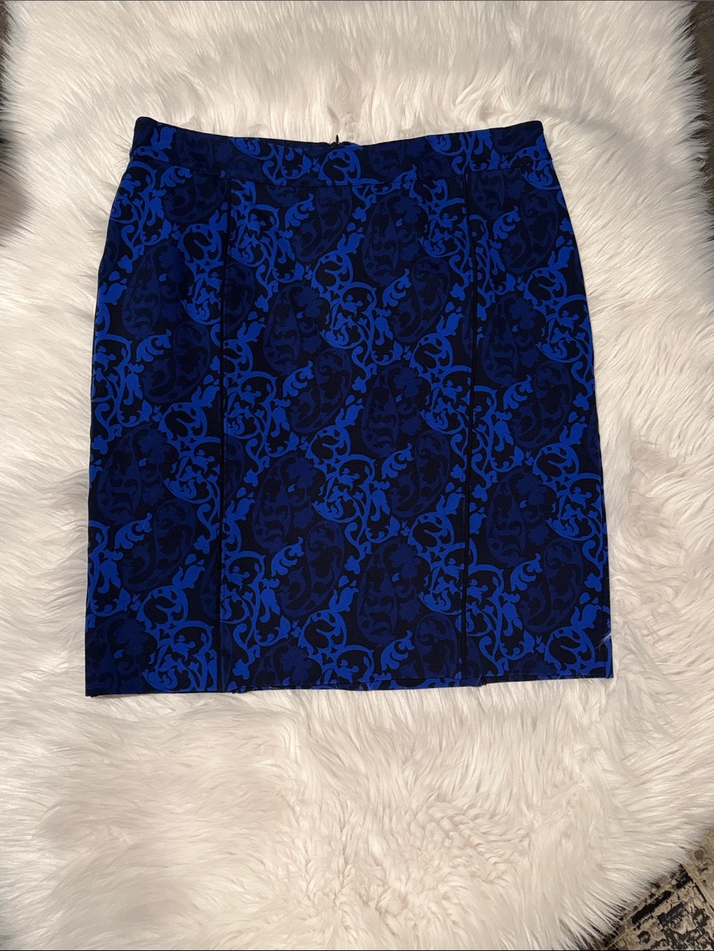Ann Taylor Blue Patterned Pencil Skirt